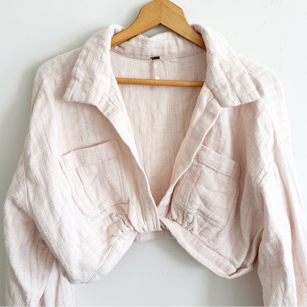 Free People Endless Summer Stay Cool Cropped Wrap Top Beige medium cotton - Picture 3 of 5